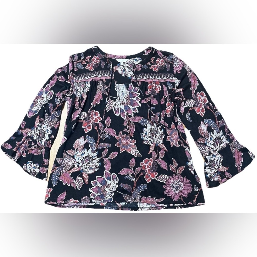 🧌Lucky Brand Coquette Floral 3/4 Bell Sleeve Tunic - Picture 5 of 11